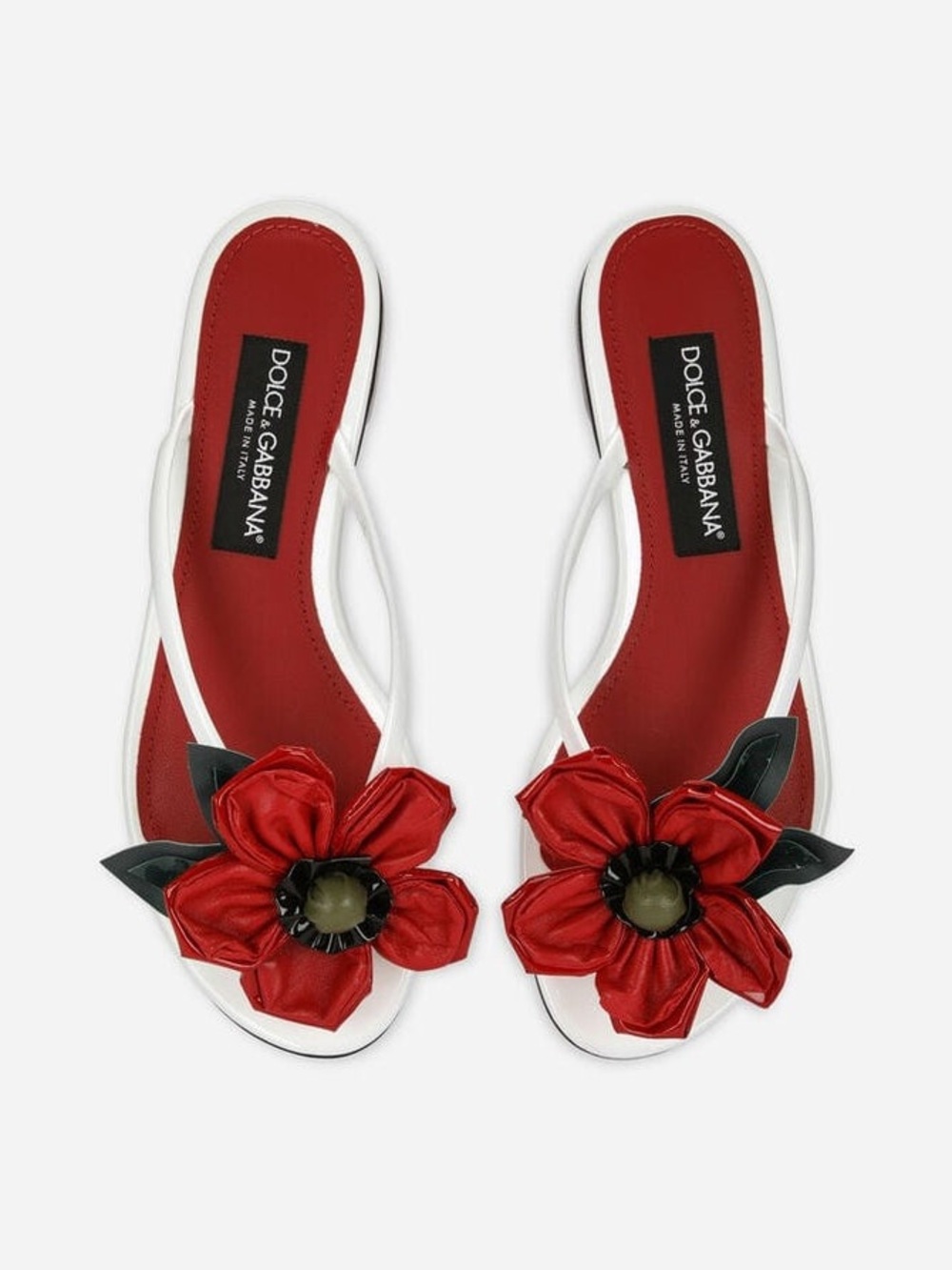 DOlCE & GABBANA FLORAL-EMBELLISHED PATENT LEATHER SANDALS